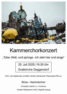 Plakat mit zerstörter Kirche